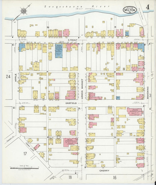 Sanborn Fire Insurance Map from Milton, Northumberland County, Pennsylvania (1918), Sheet #0004 - Historic Sanborn Fire Insurance Map Print, vintage old map wall art, antique decor, genealogy gift, Pennsylvania Pennsylvania map
