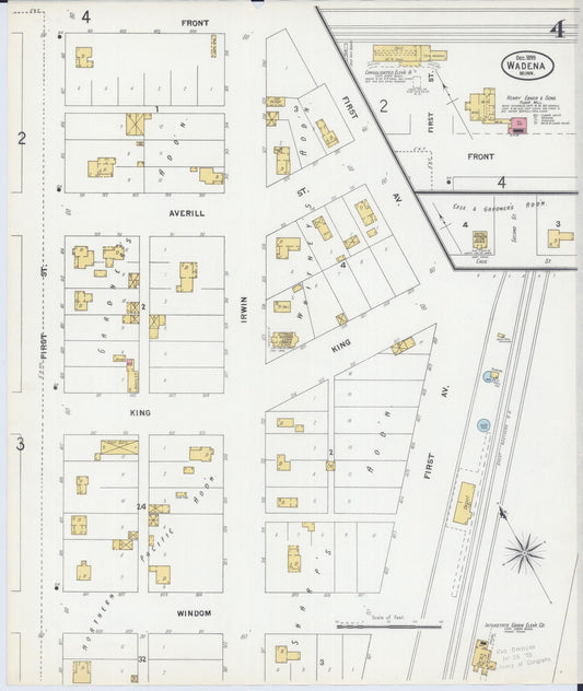 Sanborn Fire Insurance Map from Wadena, Wadena County, Minnesota (1899), Sheet #0004 - Historic Sanborn Fire Insurance Map Print, vintage old map wall art, antique decor, genealogy gift, Minnesota Minnesota map