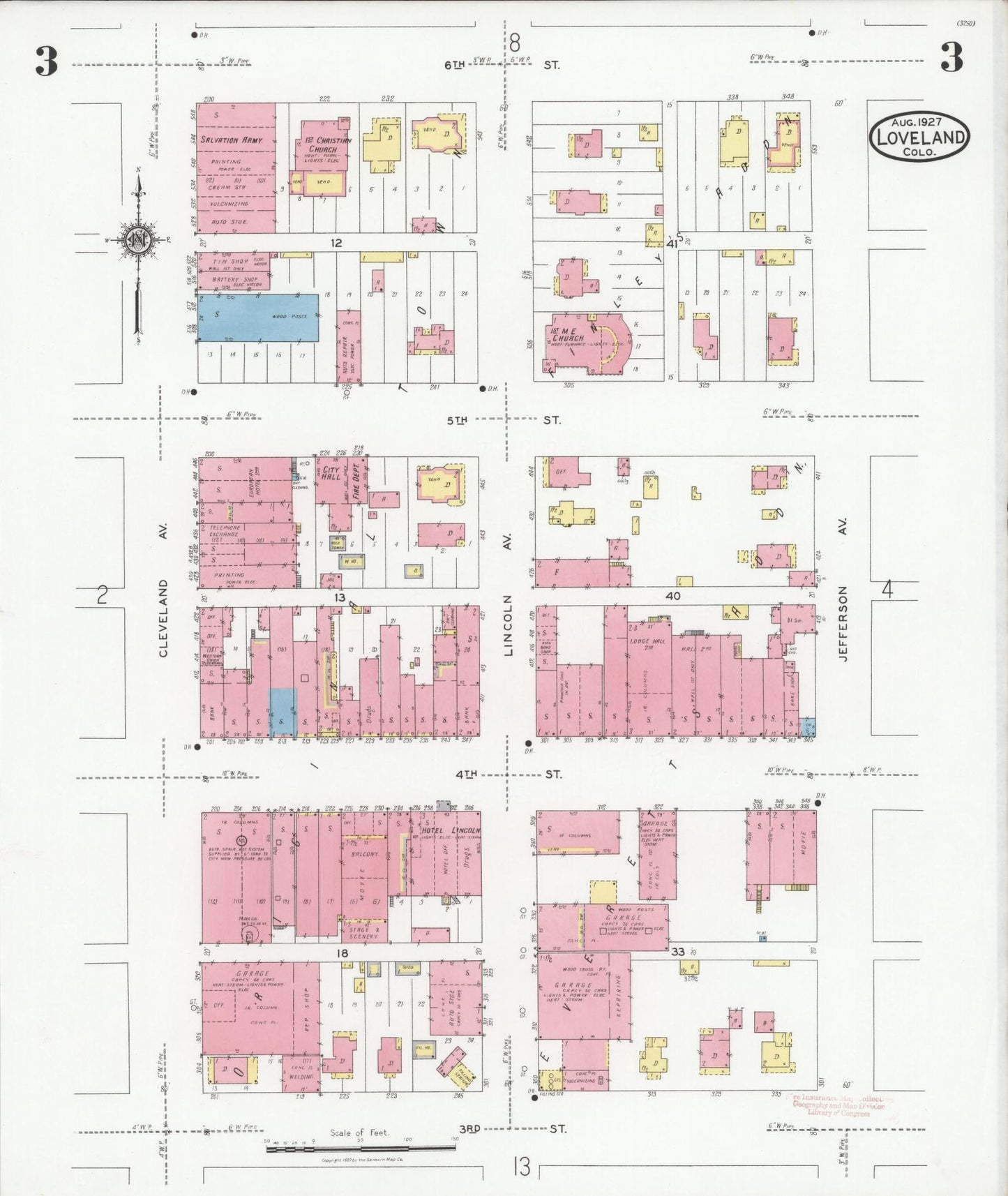 Sanborn Fire Insurance Map from Loveland, Larimer County, Colorado (1927), Sheet #0003 - Complete Map Set gallery image, historic Sanborn map, vintage wall art, Colorado Colorado
