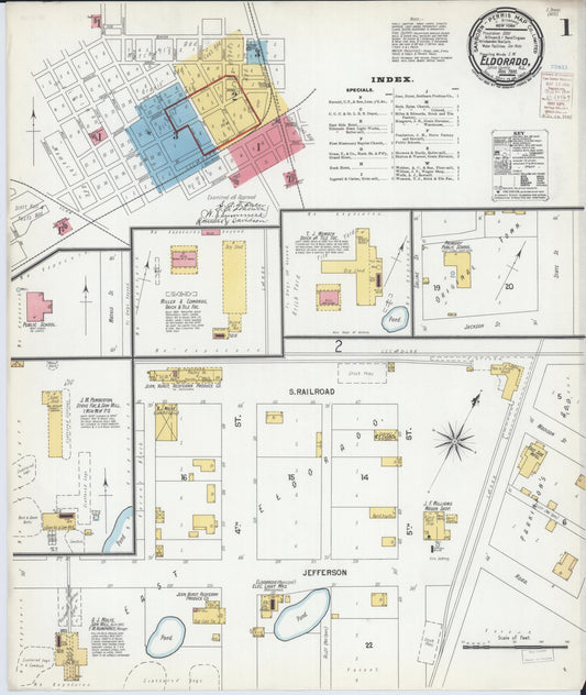 Sanborn Fire Insurance Map from Eldorado, Saline County, Illinois (1900), Sheet #0001 - Historic Sanborn Fire Insurance Map Print, vintage old map wall art, antique decor, genealogy gift, Illinois Illinois map