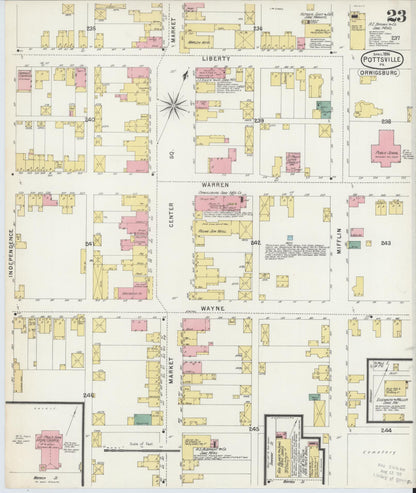 Sanborn Fire Insurance Map from Pottsville, Schuylkill County, Pennsylvania (1895), Sheet #0023 - Historic Sanborn Fire Insurance Map Print, vintage old map wall art, antique decor, genealogy gift, Pennsylvania Pennsylvania map