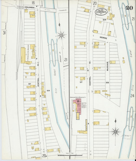 Sanborn Fire Insurance Map from Cohoes, Albany County, New York (1902), Sheet #0020 - Historic Sanborn Fire Insurance Map Print, vintage old map wall art, antique decor, genealogy gift, New York New York map