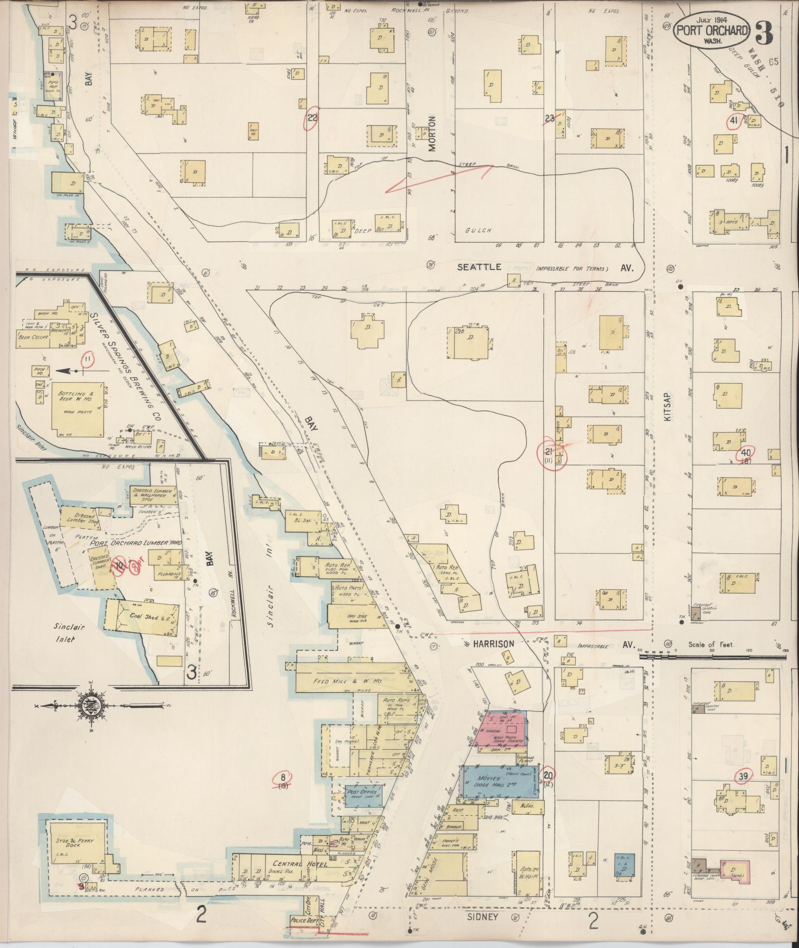 Sanborn Fire Insurance Map from Port Orchard, Kitsap County, Washington (1942), Sheet #0003 - Complete Map Set gallery image, historic Sanborn map, vintage wall art, Washington Washington