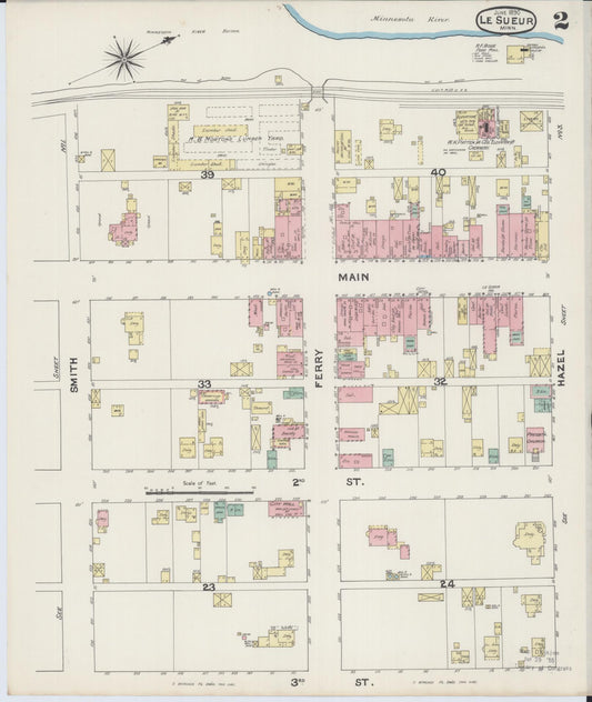 Sanborn Fire Insurance Map from Le Sueur, Le Sueur County, Minnesota (1890), Sheet #0002 - Historic Sanborn Fire Insurance Map Print, vintage old map wall art, antique decor, genealogy gift, Minnesota Minnesota map