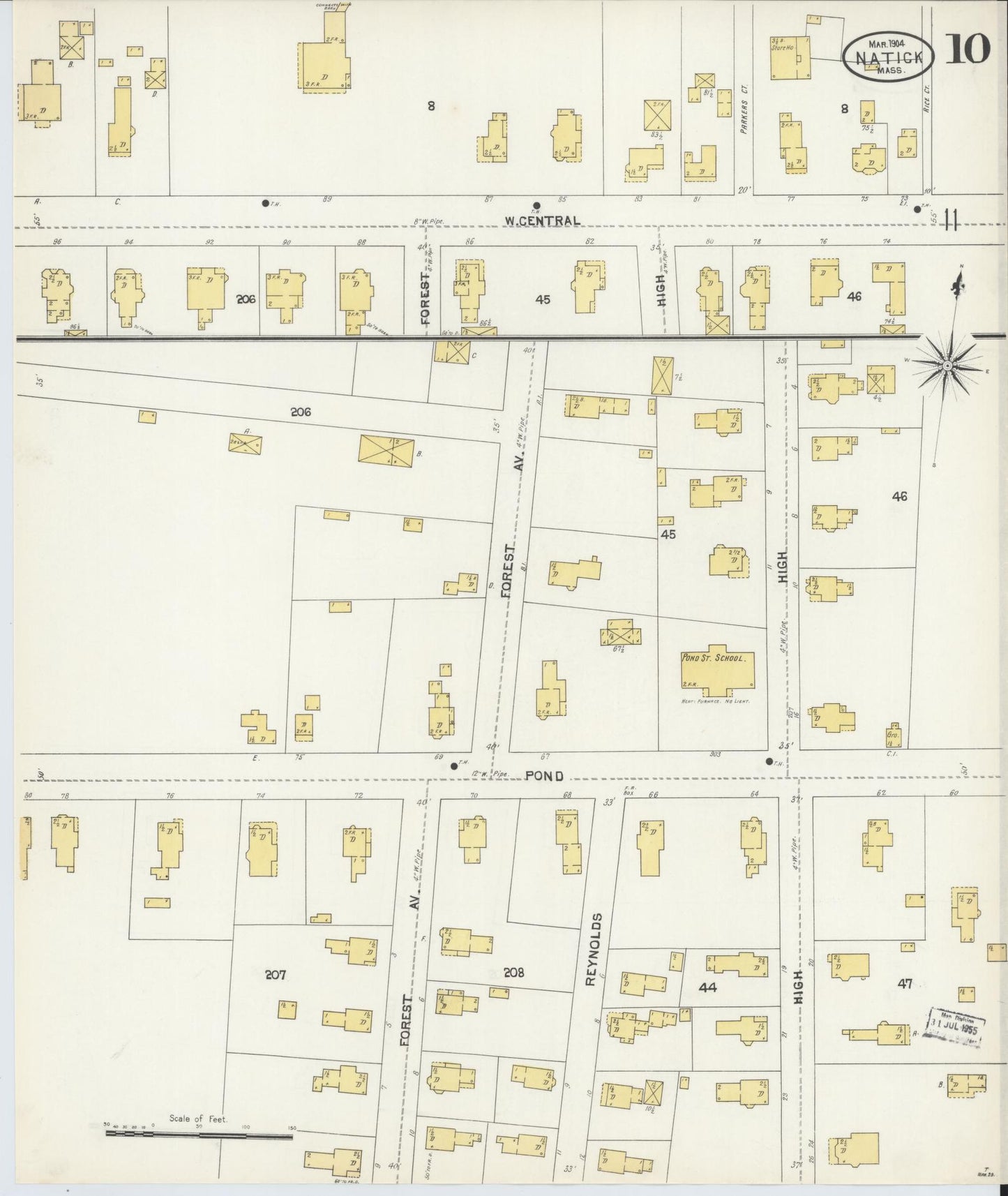 Sanborn Fire Insurance Map from Natick, Middlesex County, Massachusetts (1904), Sheet #0010 - Complete Map Set gallery image, historic Sanborn map, vintage wall art, Massachusetts Massachusetts