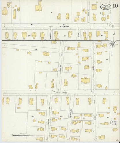Sanborn Fire Insurance Map from Natick, Middlesex County, Massachusetts (1904), Sheet #0010 - Complete Map Set gallery image, historic Sanborn map, vintage wall art, Massachusetts Massachusetts