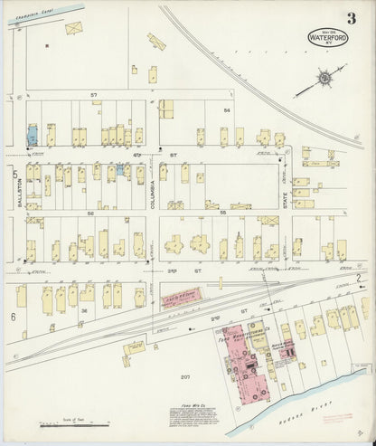 Sanborn Fire Insurance Map from Waterford, Saratoga County, New York (1914), Sheet #0003 - Complete Map Set gallery image, historic Sanborn map, vintage wall art, New York New York