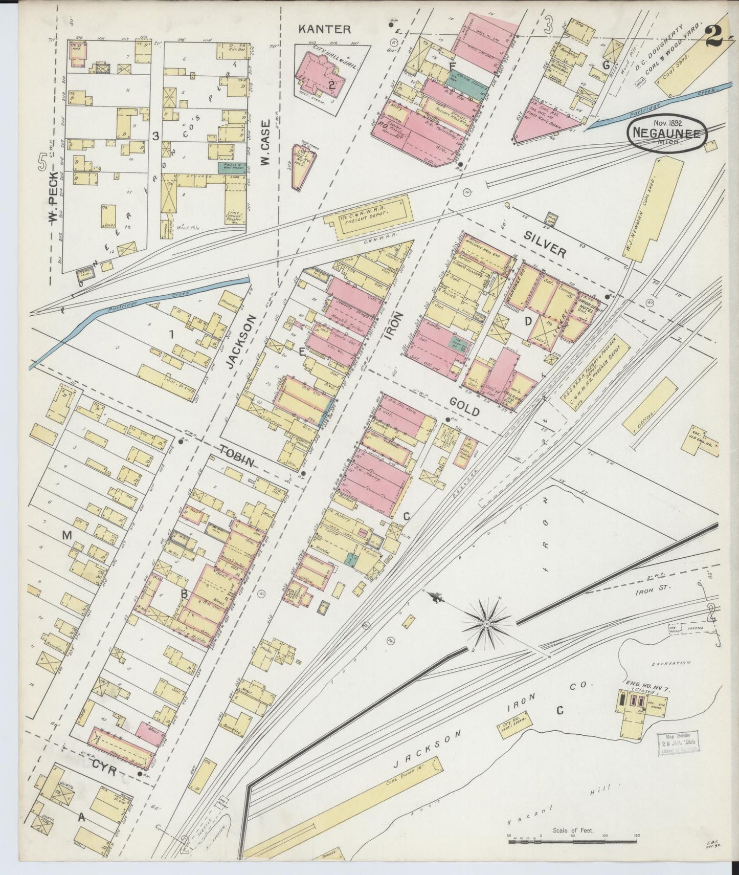 Sanborn Fire Insurance Map from Negaunee, Marquette County, Michigan (1892), Sheet #0002 - Complete Map Set gallery image, historic Sanborn map, vintage wall art, Michigan Michigan