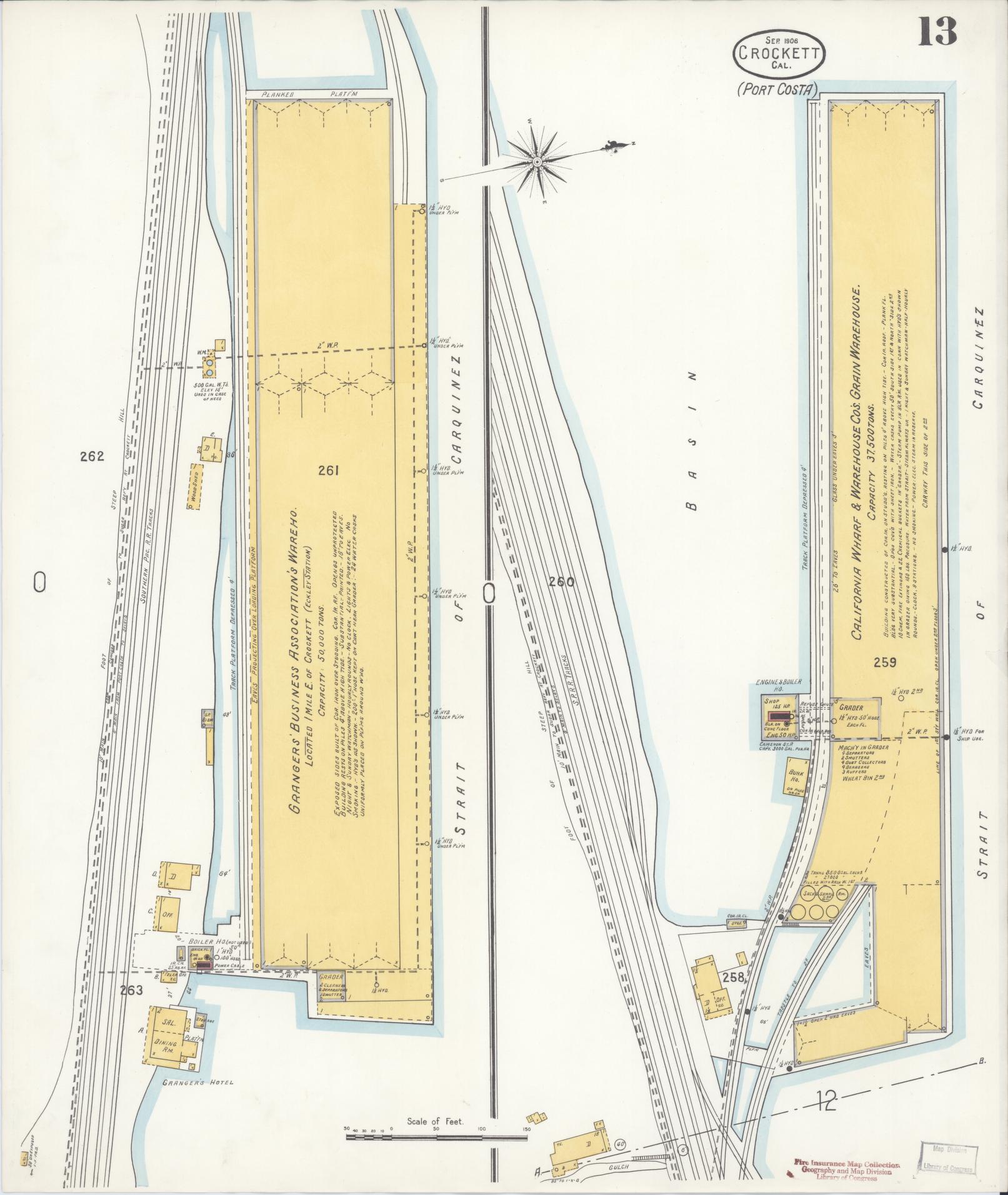 Sanborn Fire Insurance Map from Crockett, Contra Costa County, California (1906), Sheet #0013 - Historic Sanborn Fire Insurance Map Print, vintage old map wall art, antique decor, genealogy gift, California California map