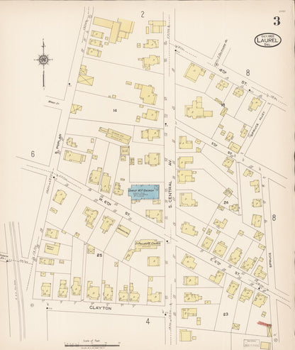Sanborn Fire Insurance Map from Laurel, Sussex County, Delaware (1922), Sheet #0003 - Complete Map Set gallery image, historic Sanborn map, vintage wall art, Delaware Delaware