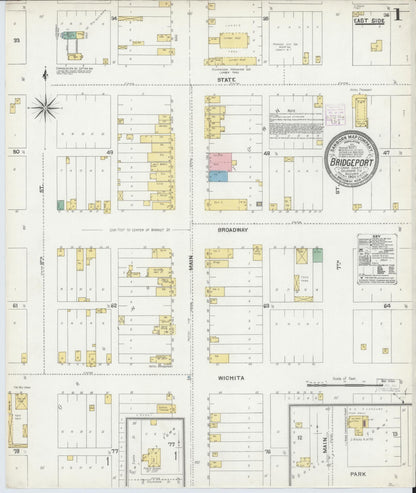 Sanborn Fire Insurance Map from Bridgeport, Caddo County, Oklahoma (1904), Sheet #0001 - Complete Map Set gallery image, historic Sanborn map, vintage wall art, Oklahoma Oklahoma