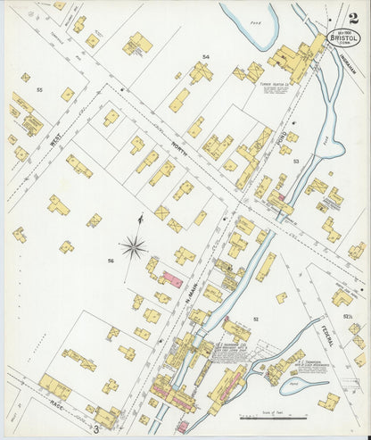 Sanborn Fire Insurance Map from Bristol, Hartford County, Connecticut (1900), Sheet #0002 - Complete Map Set gallery image, historic Sanborn map, vintage wall art, Connecticut Connecticut