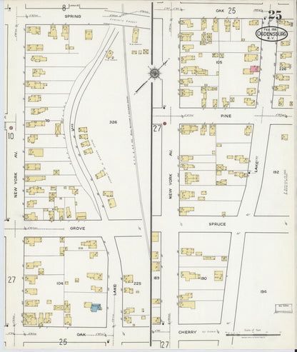 Sanborn Fire Insurance Map from Ogdensburg, St. Lawrence County, New York (1918), Sheet #0025 - Complete Map Set gallery image, historic Sanborn map, vintage wall art, New York New York
