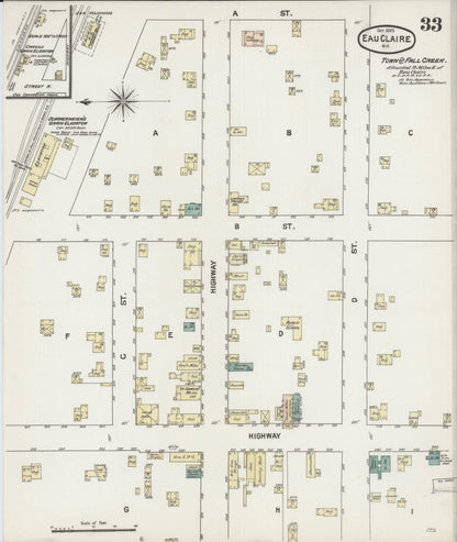 Sanborn Fire Insurance Map from Eau Claire, Eau Claire County, Wisconsin (1889), Sheet #0033 - Complete Map Set gallery image, historic Sanborn map, vintage wall art, Wisconsin Wisconsin