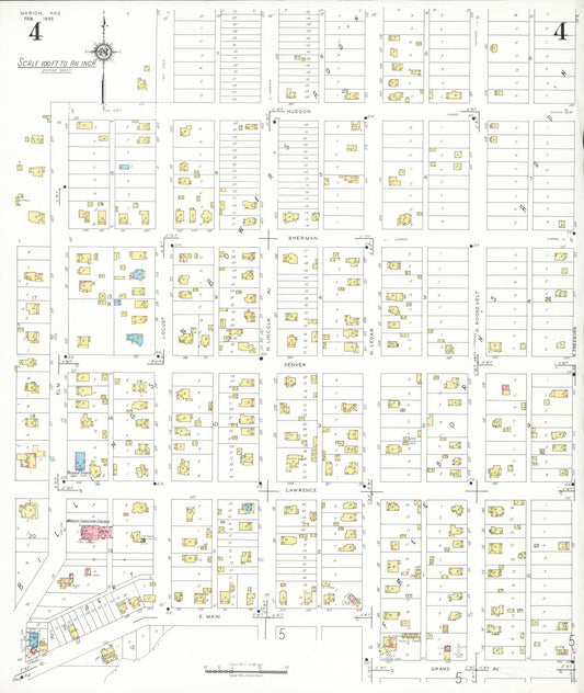 Sanborn Fire Insurance Map from Marion, Marion County, Kansas (1935), Sheet #0004 - Historic Sanborn Fire Insurance Map Print, vintage old map wall art, antique decor, genealogy gift, Kansas Kansas map