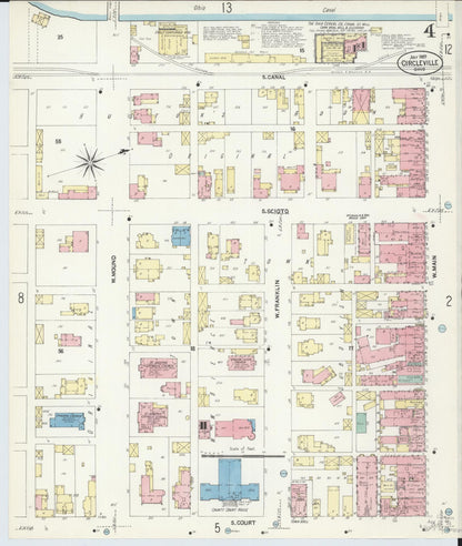 Sanborn Fire Insurance Map from Circleville, Pickaway County, Ohio (1907), Sheet #0004 - Complete Map Set gallery image, historic Sanborn map, vintage wall art, Ohio Ohio