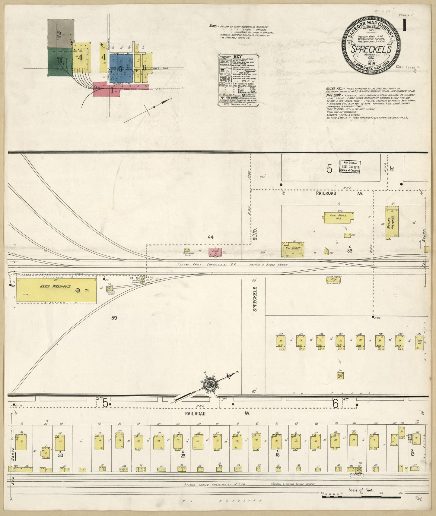 Sanborn Fire Insurance Map from Spreckels, Monterey County, California. (1919) – Historic Sanborn Fire Insurance Map Print