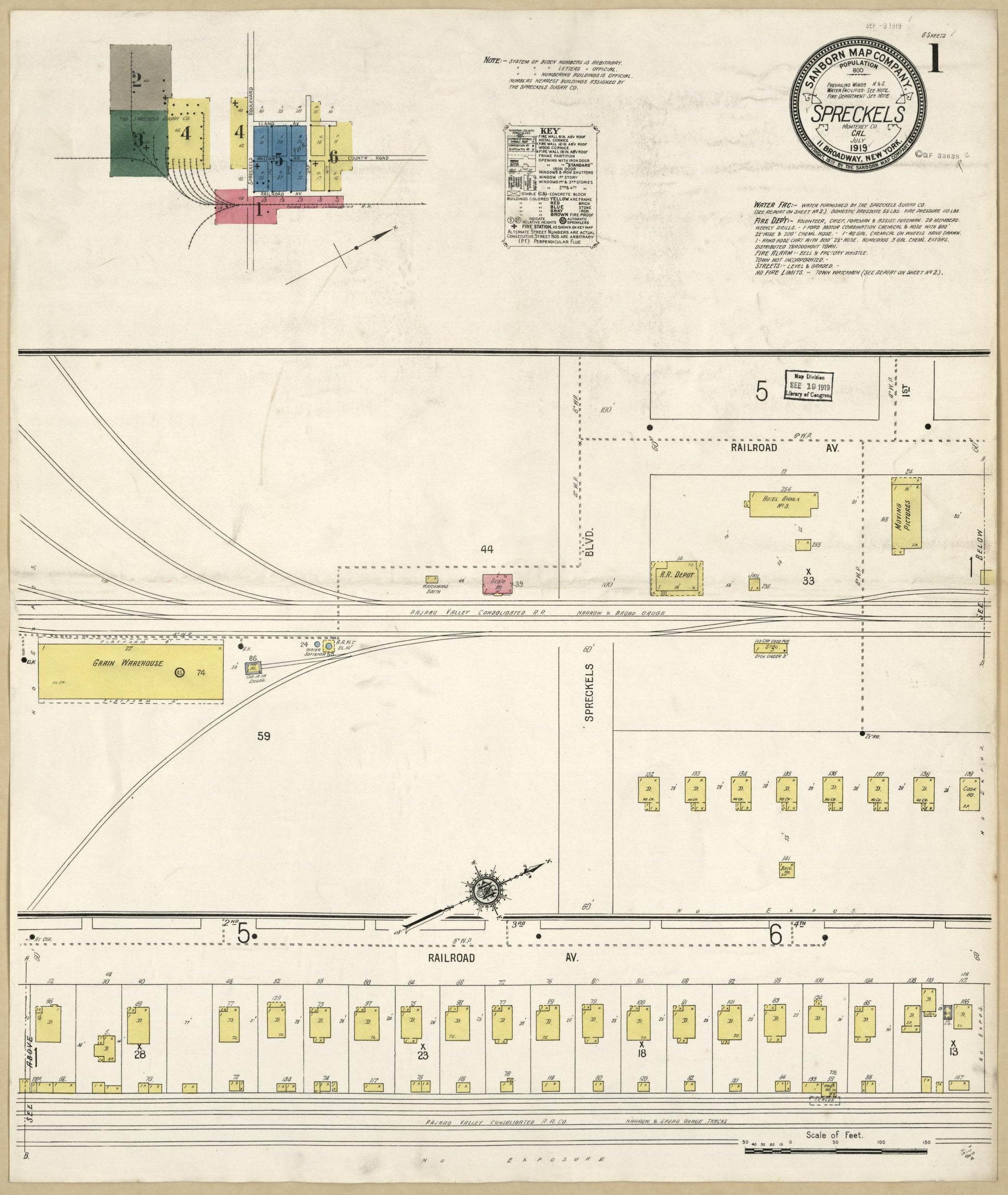 Sanborn Fire Insurance Map from Spreckels, Monterey County, California. (1919) – Historic Sanborn Fire Insurance Map Print