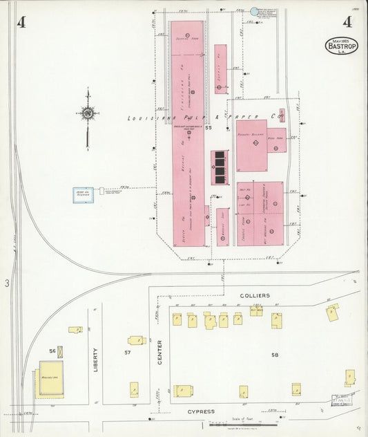 Sanborn Fire Insurance Map from Bastrop, Morehouse Parish, Louisiana (1925), Sheet #0004 - Historic Sanborn Fire Insurance Map Print, vintage old map wall art, antique decor, genealogy gift, Louisiana Louisiana map