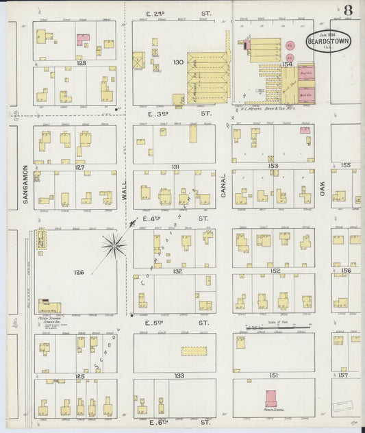 Sanborn Fire Insurance Map from Beardstown, Cass County, Illinois (1894), Sheet #0008 - Historic Sanborn Fire Insurance Map Print, vintage old map wall art, antique decor, genealogy gift, Illinois Illinois map