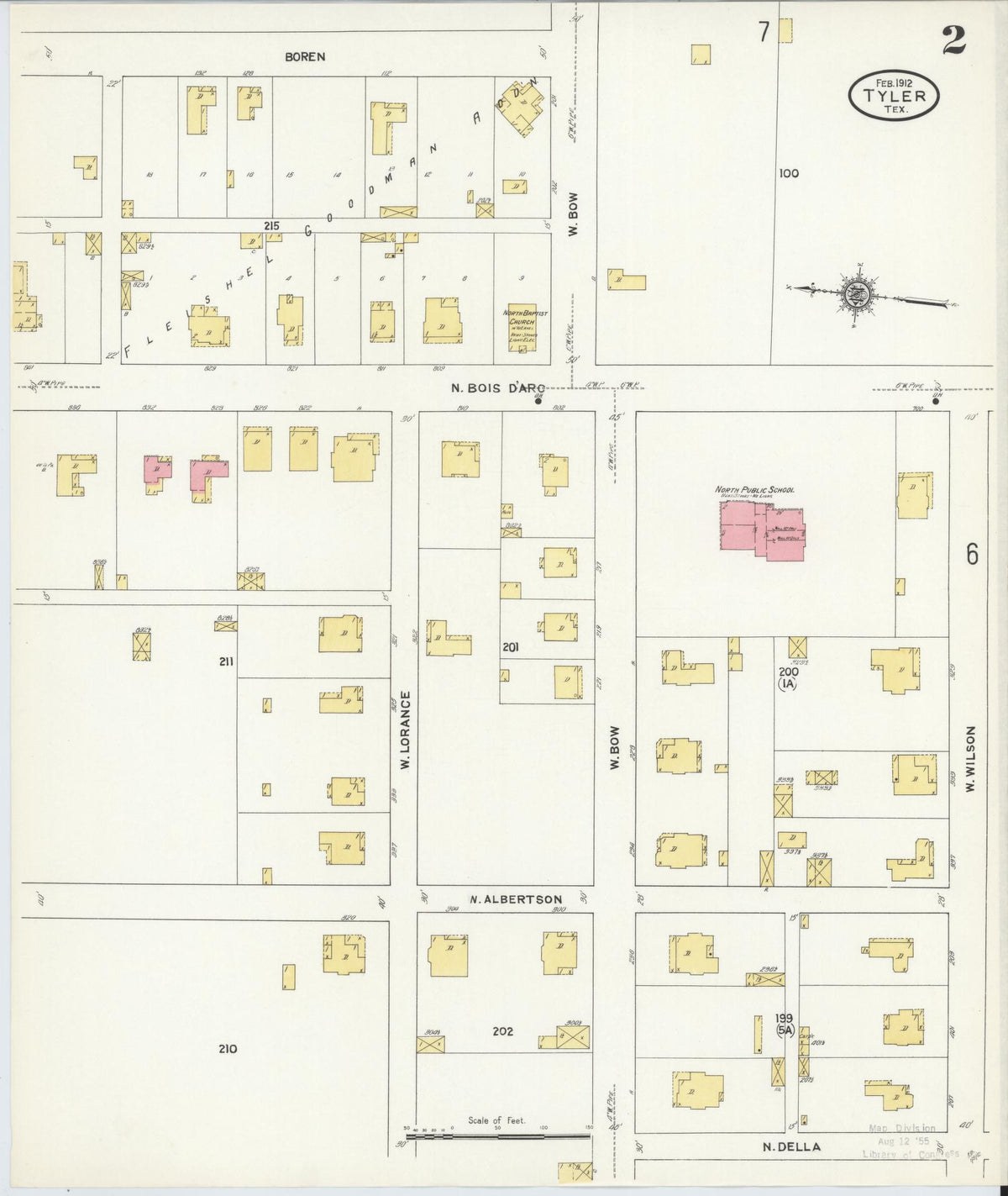 Sanborn Fire Insurance Map from Tyler, Smith County, Texas (1912), Sheet #0002 - Complete Map Set gallery image, historic Sanborn map, vintage wall art, Texas Texas