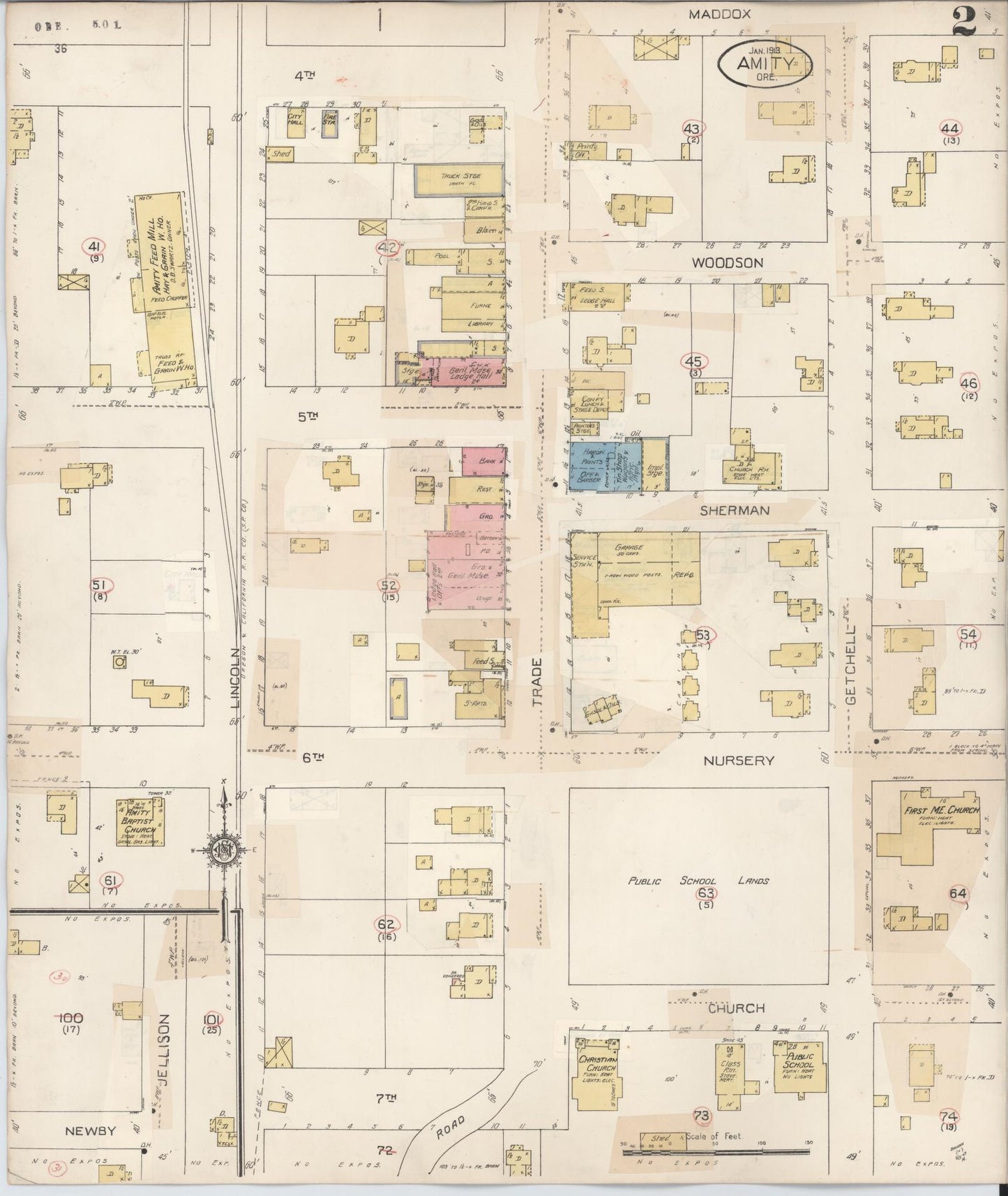 Sanborn Fire Insurance Map from Amity, Yamhill County, Oregon (1931), Sheet #0002 - Complete Map Set gallery image, historic Sanborn map, vintage wall art, Oregon Oregon