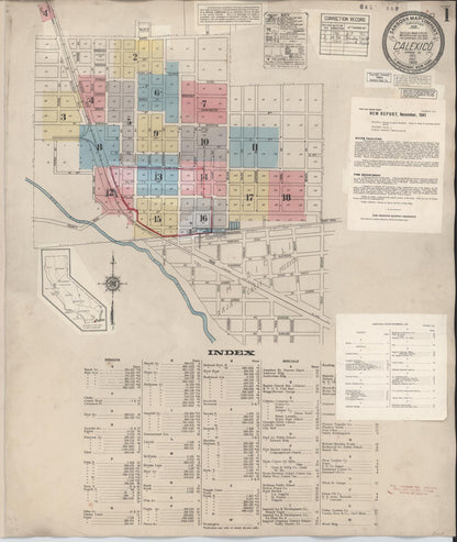 Sanborn Fire Insurance Map from Calexico, Imperial County, California (1949), Sheet #0001 - Historic Sanborn Fire Insurance Map Print, vintage old map wall art, antique decor, genealogy gift, California California map
