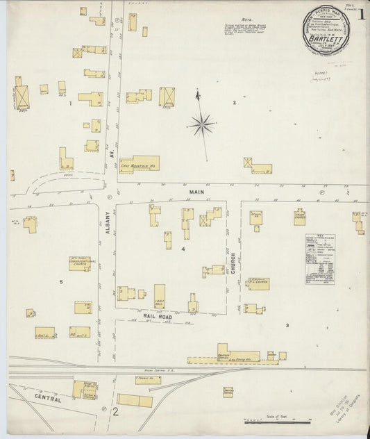 Sanborn Fire Insurance Map from Bartlett, Carroll County, New Hampshire (1897), Sheet #0001 - Complete Map Set gallery image, historic Sanborn map, vintage wall art, New Hampshire New Hampshire