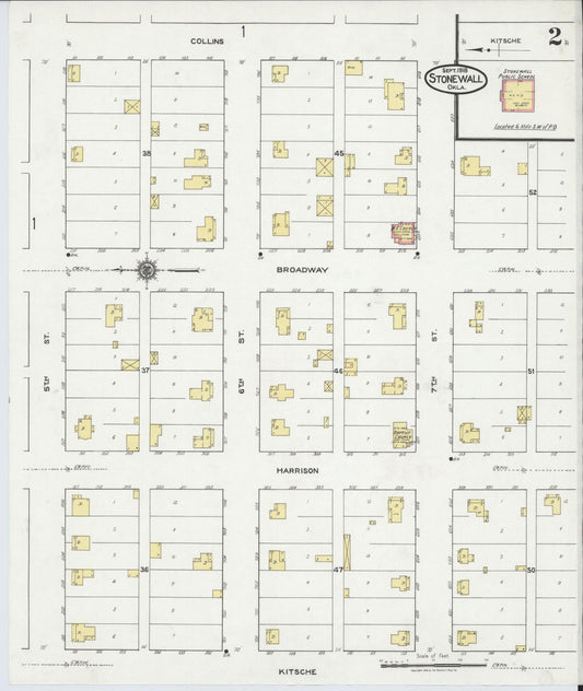 Sanborn Fire Insurance Map from Stonewall, Pontotoc County, Oklahoma (1918), Sheet #0002 - Historic Sanborn Fire Insurance Map Print, vintage old map wall art, antique decor, genealogy gift, Oklahoma Oklahoma map