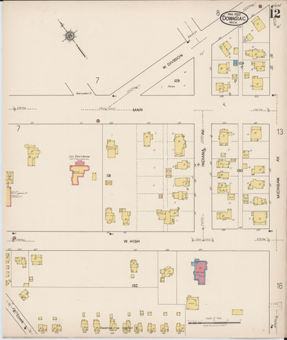 Sanborn Fire Insurance Map from Dowagiac, Cass County, Michigan (1922), Sheet #0012 - Complete Map Set gallery image, historic Sanborn map, vintage wall art, Michigan Michigan