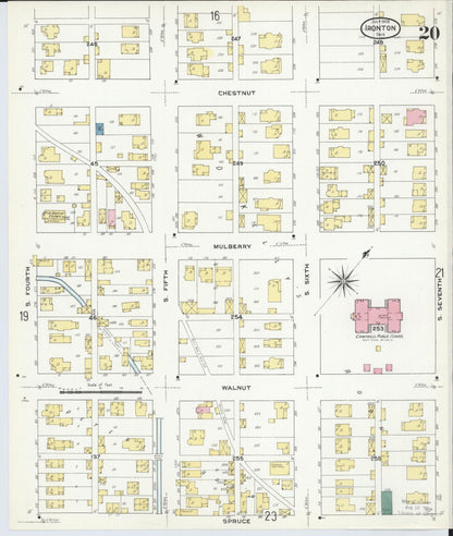 Sanborn Fire Insurance Map from Ironton, Lawrence County, Ohio (1909), Sheet #0020 - Historic Sanborn Fire Insurance Map Print, vintage old map wall art, antique decor, genealogy gift, Ohio Ohio map