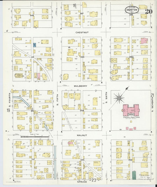 Sanborn Fire Insurance Map from Ironton, Lawrence County, Ohio (1909), Sheet #0020 - Historic Sanborn Fire Insurance Map Print, vintage old map wall art, antique decor, genealogy gift, Ohio Ohio map