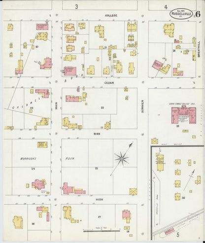 Sanborn Fire Insurance Map from Russellville, Logan County, Kentucky (1902), Sheet #0006 - Complete Map Set gallery image, historic Sanborn map, vintage wall art, Kentucky Kentucky