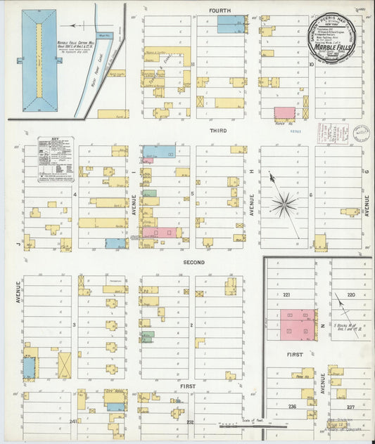 Sanborn Fire Insurance Map from Marble Falls, Burnet County, Texas (1900), Sheet #0001 - Historic Sanborn Fire Insurance Map Print, vintage old map wall art, antique decor, genealogy gift, Texas Texas map