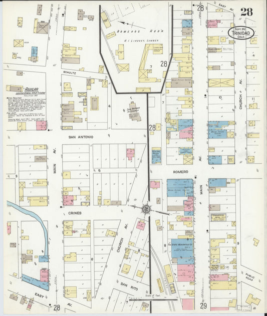 Sanborn Fire Insurance Map from Trinidad, Las Animas County, Colorado (1912), Sheet #0028 - Historic Sanborn Fire Insurance Map Print, vintage old map wall art, antique decor, genealogy gift, Colorado Colorado map