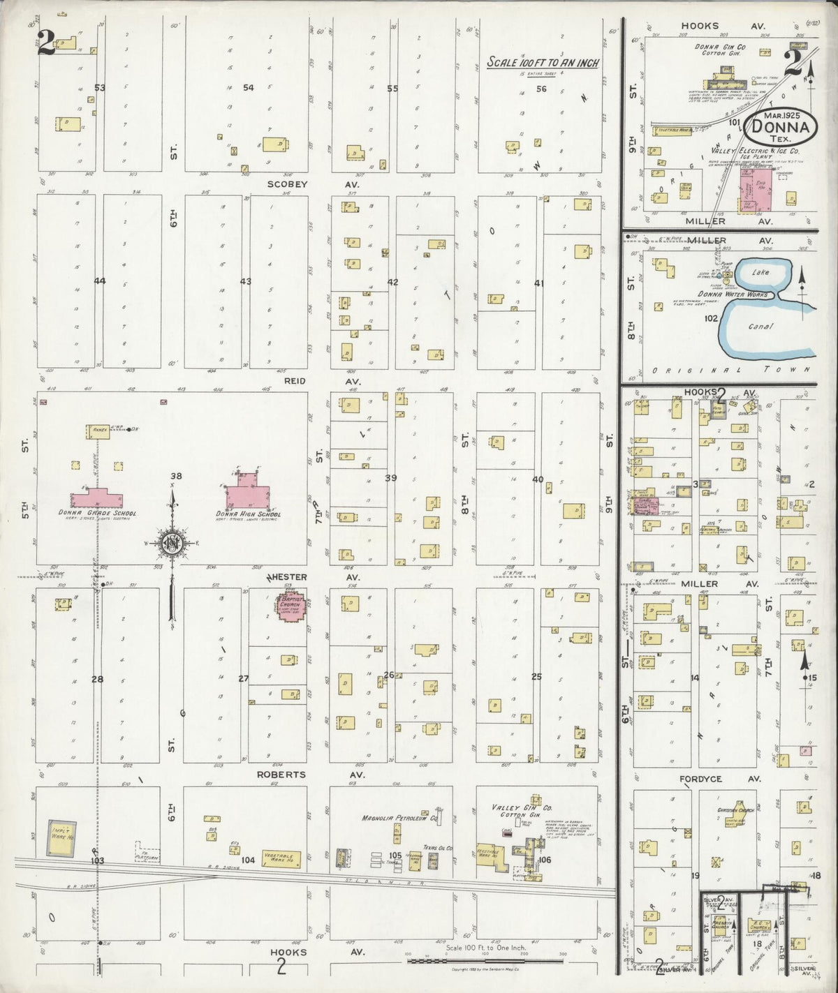 Sanborn Fire Insurance Map from Donna, Hidalgo County, Texas (1925), Sheet #0002 - Complete Map Set gallery image, historic Sanborn map, vintage wall art, Texas Texas