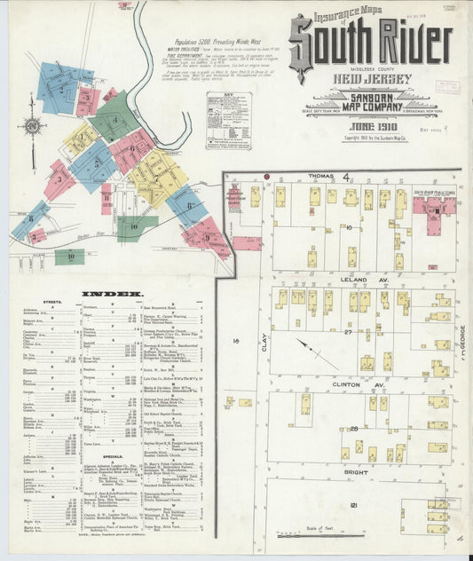 Sanborn Fire Insurance Map from South River, Middlesex County, New Jersey. (1910) – Historic Sanborn Fire Insurance Map Print