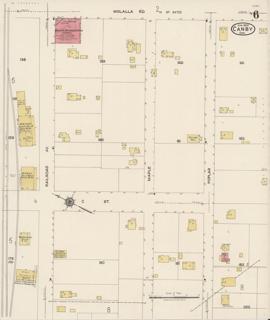 Sanborn Fire Insurance Map from Canby, Clackamas County, Oregon (1922), Sheet #0006 - Historic Sanborn Fire Insurance Map Print, vintage old map wall art, antique decor, genealogy gift, Oregon Oregon map