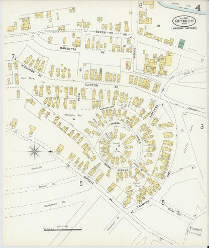 Sanborn Fire Insurance Map from Cottage City, Dukes County, Massachusetts (1898), Sheet #0004 - Complete Map Set gallery image, historic Sanborn map, vintage wall art, Massachusetts Massachusetts