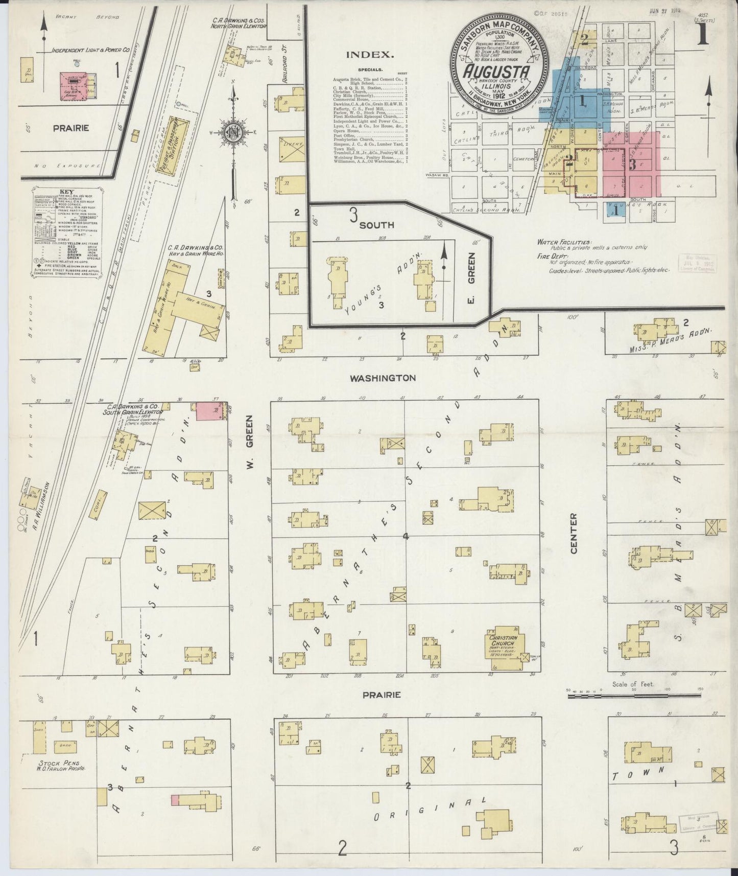 Sanborn Fire Insurance Map from Augusta, Hancock County, Illinois (1912), Sheet #0001 - Complete Map Set gallery image, historic Sanborn map, vintage wall art, Illinois Illinois