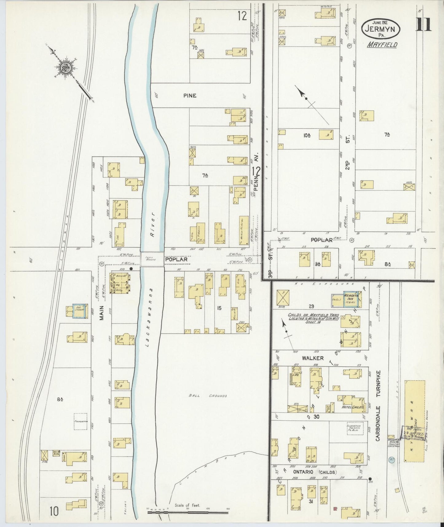 Sanborn Fire Insurance Map from Jermyn, Lackawanna County, Pennsylvania (1912), Sheet #0011 - Complete Map Set gallery image, historic Sanborn map, vintage wall art, Pennsylvania Pennsylvania