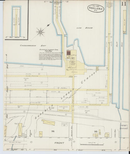 Sanborn Fire Insurance Map from Ashland, Ashland County, Wisconsin (1886), Sheet #0011 - Historic Sanborn Fire Insurance Map Print, vintage old map wall art, antique decor, genealogy gift, Wisconsin Wisconsin map