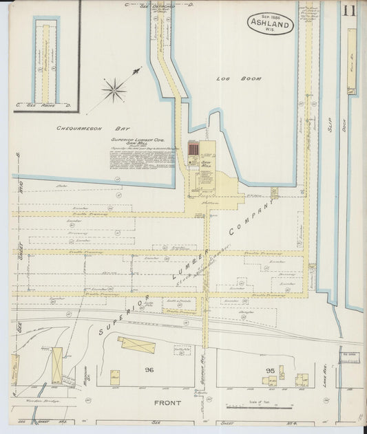 Sanborn Fire Insurance Map from Ashland, Ashland County, Wisconsin (1886), Sheet #0011 - Historic Sanborn Fire Insurance Map Print, vintage old map wall art, antique decor, genealogy gift, Wisconsin Wisconsin map