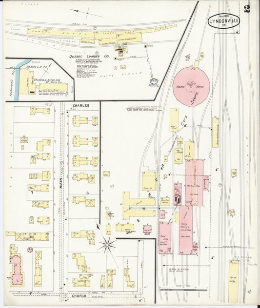 Sanborn Fire Insurance Map from Lyndonville, Caledonia County, Vermont (1895), Sheet #0002 - Historic Sanborn Fire Insurance Map Print, vintage old map wall art, antique decor, genealogy gift, Vermont Vermont map