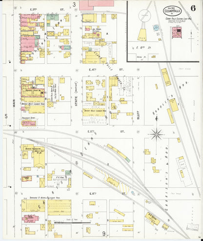 Sanborn Fire Insurance Map from Cedar Falls, Black Hawk County, Iowa (1900), Sheet #0006 - Historic Sanborn Fire Insurance Map Print