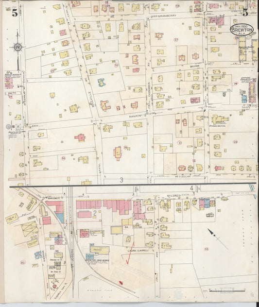 Sanborn Fire Insurance Map from Brewton, Escambia County, Alabama (1949), Sheet #0005 - Historic Sanborn Fire Insurance Map Print, vintage old map wall art, antique decor, genealogy gift, Alabama Alabama map