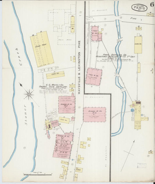 Sanborn Fire Insurance Map from Paris, Bourbon County, Kentucky (1886), Sheet #0006 - Historic Sanborn Fire Insurance Map Print, vintage old map wall art, antique decor, genealogy gift, Kentucky Kentucky map