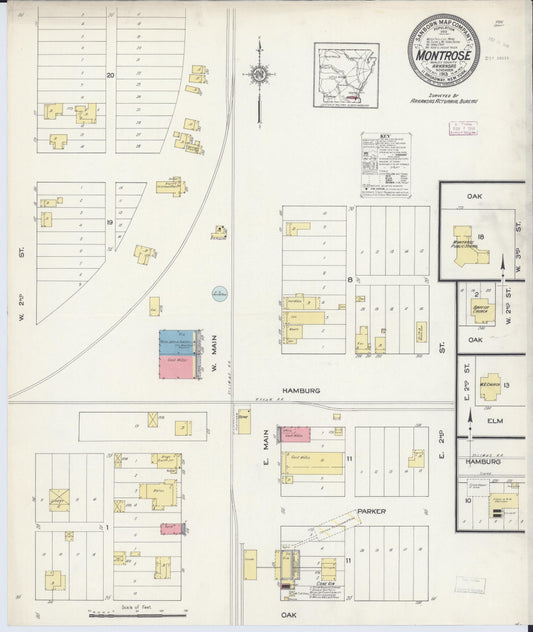 Sanborn Fire Insurance Map from Montrose, Ashley County, Arkansas. (1913) – Historic Sanborn Fire Insurance Map Print