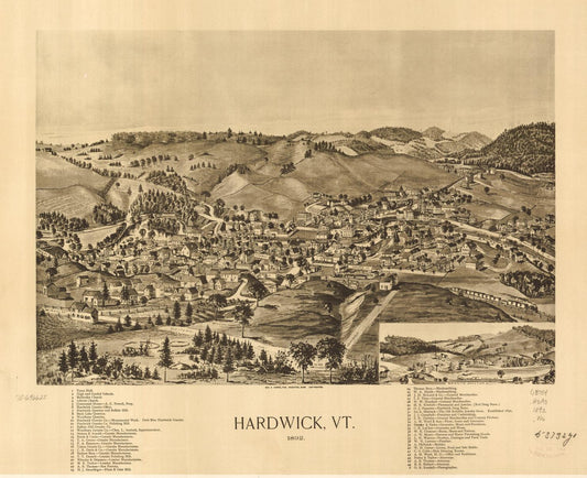 Hardwick, Vt. 1892. (1892) – Historic Bird’s-Eye View Panorama Print