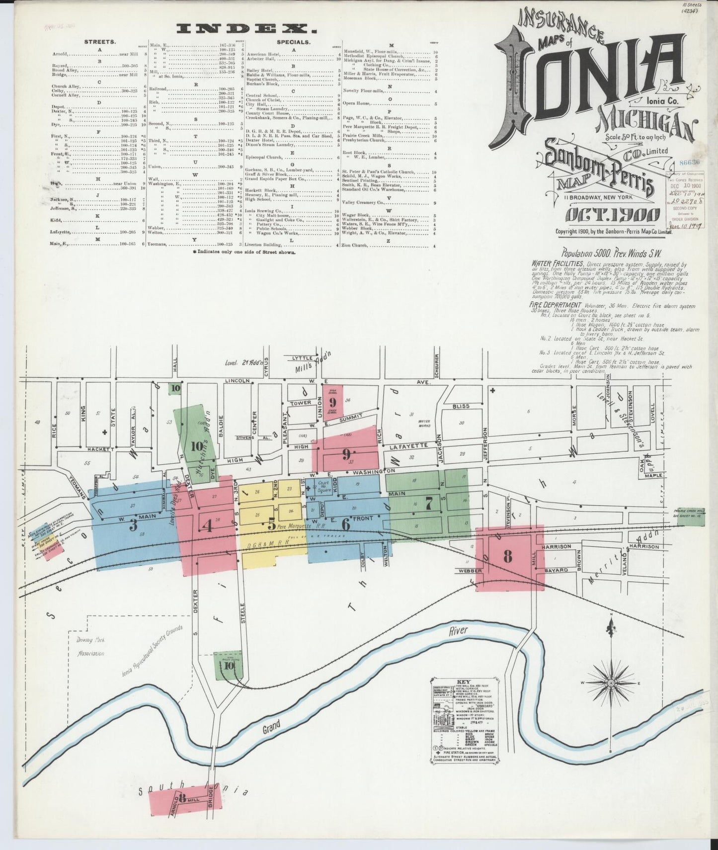 Sanborn Fire Insurance Map from Ionia, Ionia County, Michigan (1900), Sheet #0001 - Complete Map Set gallery image, historic Sanborn map, vintage wall art, Michigan Michigan
